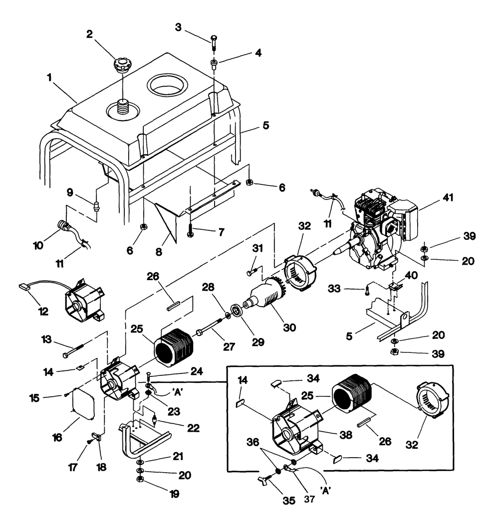 Generator Diagram and Parts List for 1278-0-SVP4800  Briggs and Stratton Generator